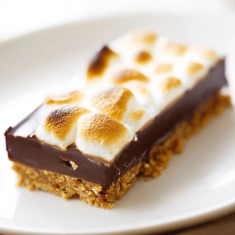 Gooey Smores Bars with toasted marshmallows, rich chocolate, perfect dessert treat.