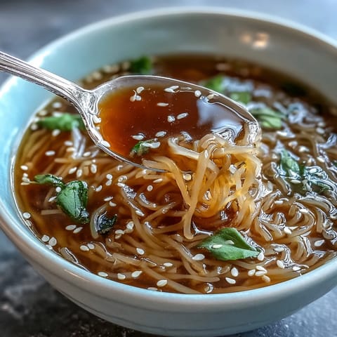 Warm bowl of zero-carb shirataki noodles with ginger-infused broth, perfect for dinner.