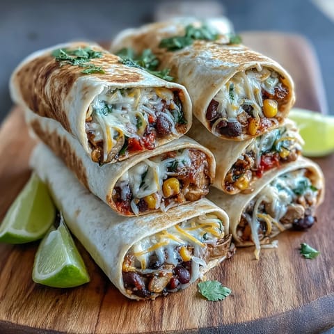 Golden brown Veggie Burritos resting on a plate with a side of sour cream and fresh cilantro garnish.