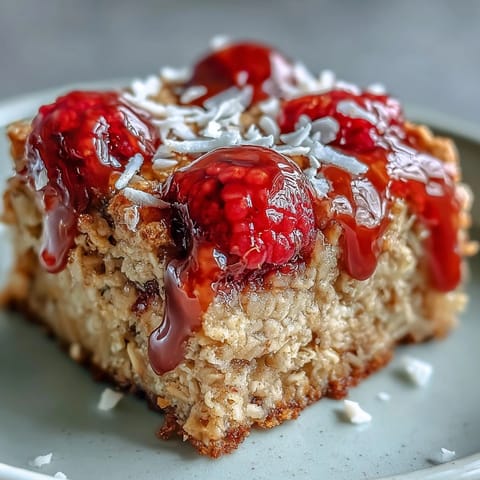 Baked Oatmeal Raspberry Coconut