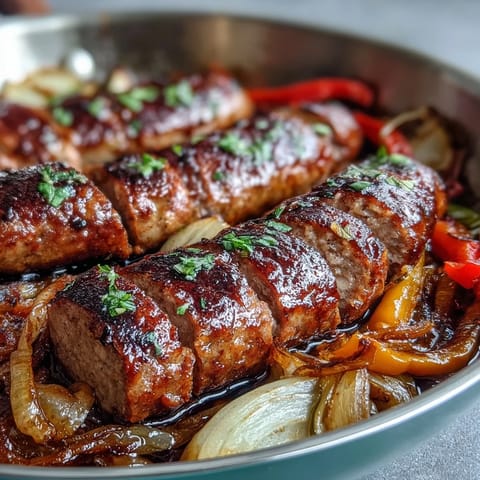 Sheet Pan Sausage and Peppers: tender sausages and caramelized peppers baked together for a simple, flavorful meal perfect for busy weeknights.