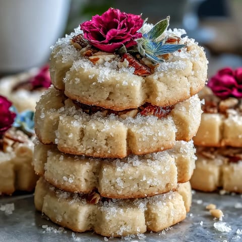 A beautiful box of buttery shortbread cookies decorated with edible flowers for Mothers Day gifting.