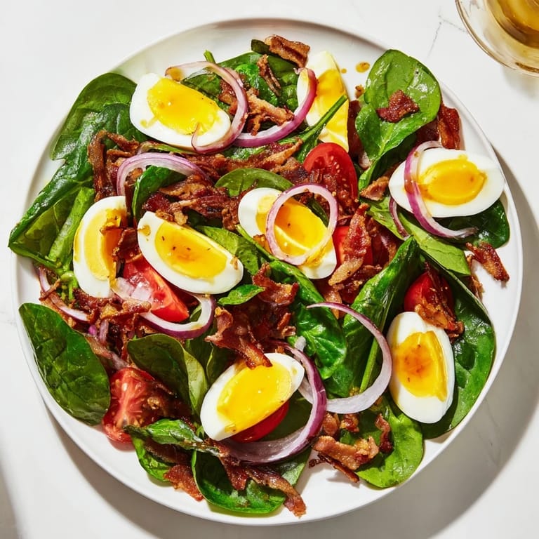 Enjoy a delightful spinach salad with bacon, a light and flavorful dish perfect for lunch or dinner.