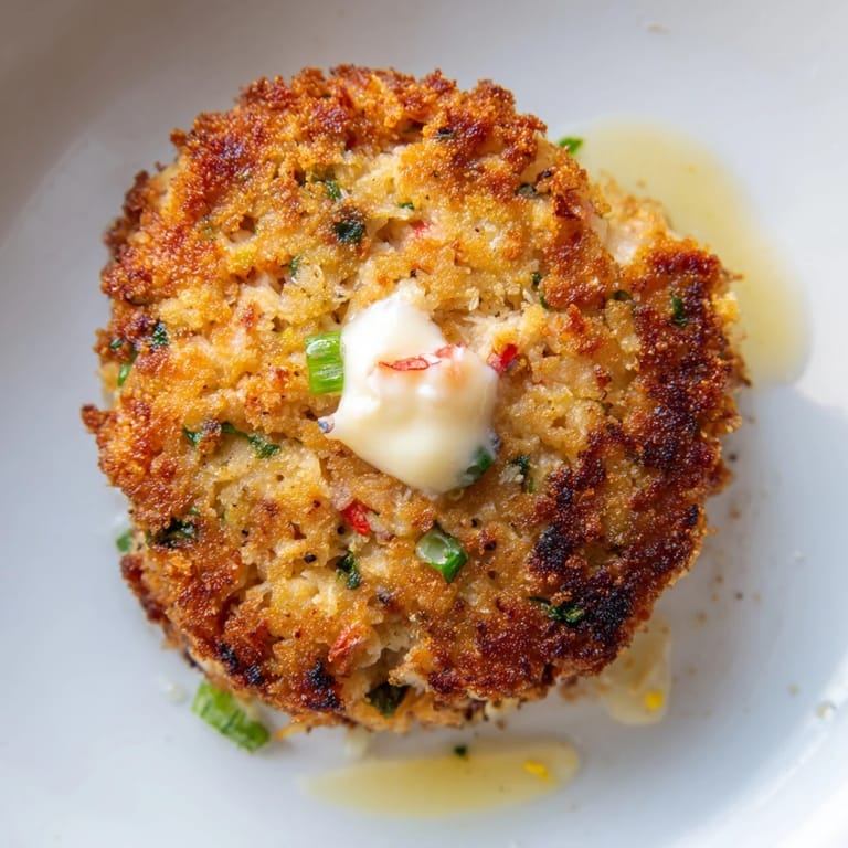Delicious pan-fried Crab Cakes featuring fresh crab meat and herbs, perfectly crisped to a golden hue.