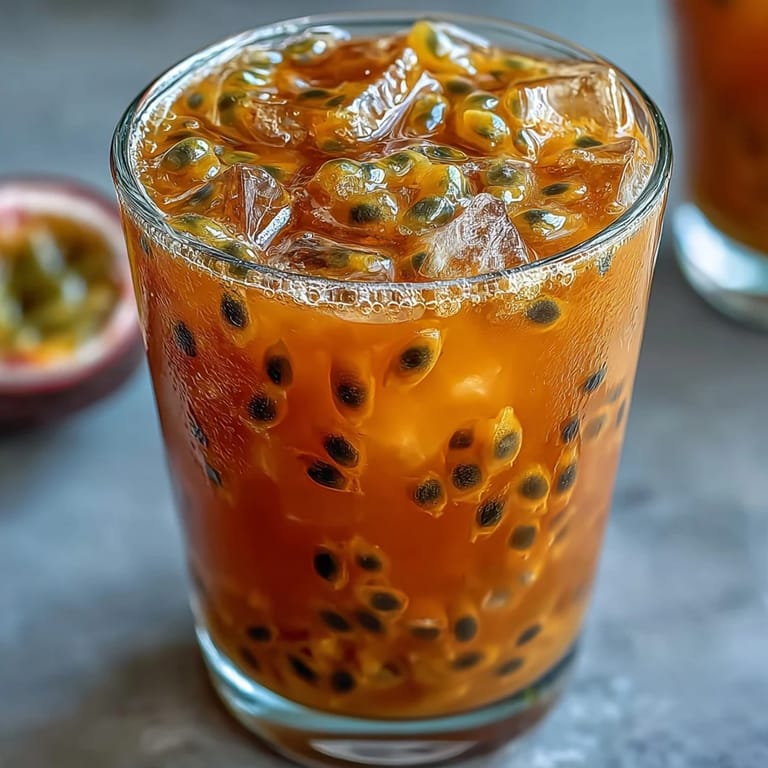 Vibrant Tropical Sunrise Mocktail featuring passionfruit, orange, and a stunning sunrise effect.