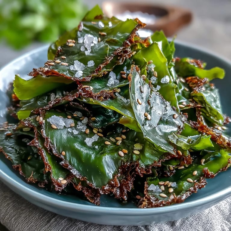 Savory seaweed snack chips, a healthy vegan crunch with savory seasonings.