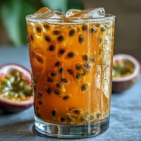 Tropical Sunrise Mocktail with passionfruit and orange, beautifully layered and ready to enjoy.